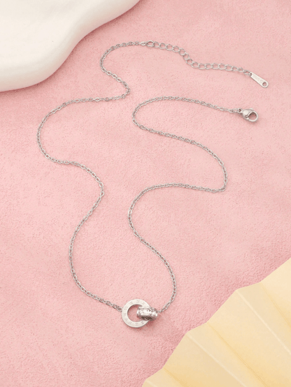 Elle Roman Numeral Design Pendant Necklace in Vermeil Gold and White Gold Plated