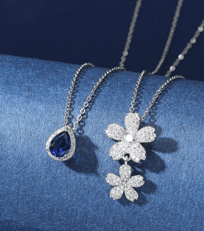 Elle 2-Pc Set CZ Elegant Necklaces in White Gold Finish