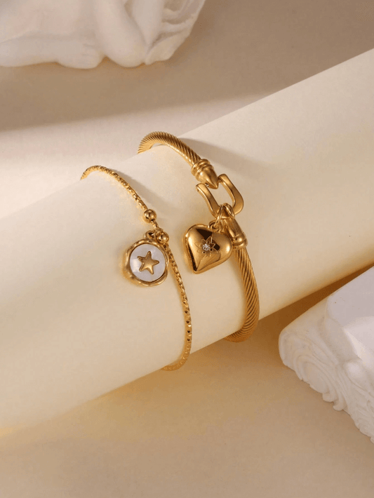 Elle Premium 2 Pc Set Bangle Bracelet in Vermeil Gold