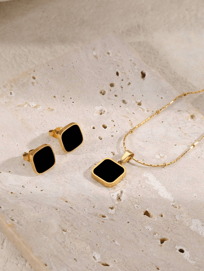 Elle Earrings and Necklace Jewelry Set in 18k PVD Gold Plated
