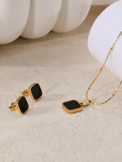 Elle Earrings and Necklace Jewelry Set in 18k PVD Gold Plated