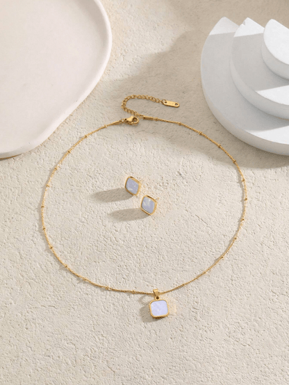 Elle Earrings and Necklace Jewelry Set in 18k PVD Gold Plated