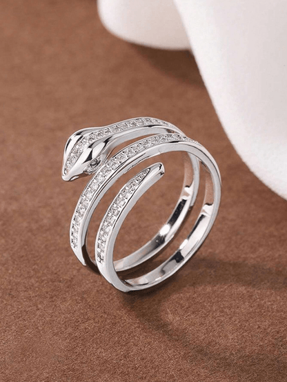 Elle CZ Elegant Snake Ring in 18k PVD Gold and White Gold Plated