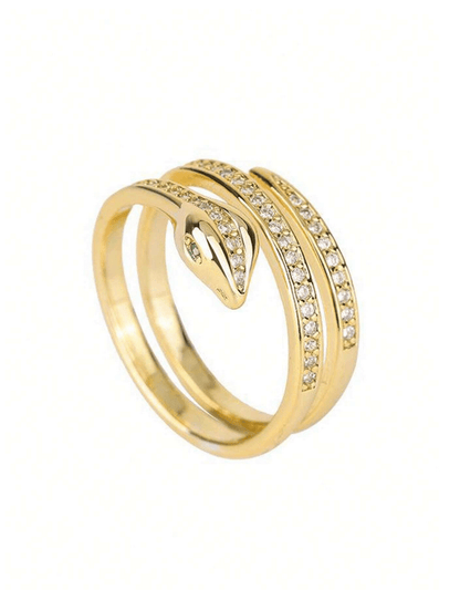 Elle CZ Elegant Snake Ring in 18k PVD Gold and White Gold Plated