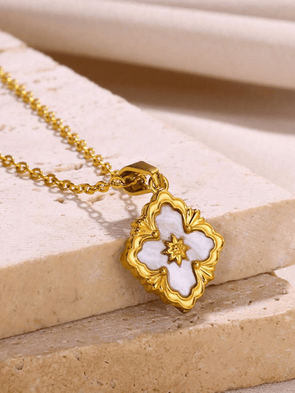 Elle Vintage Floral Pendant Necklace in 18k PVD Gold Plated