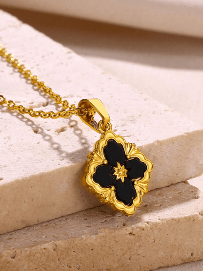 Elle Vintage Floral Pendant Necklace in 18k PVD Gold Plated