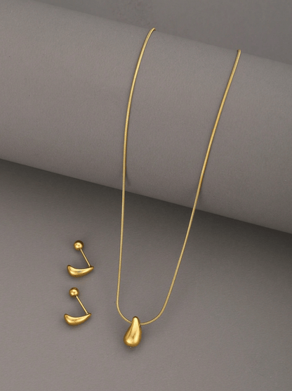 Elle Waterdrop Earrings and Necklace Jewelry Set in 18k Gold Vermeil