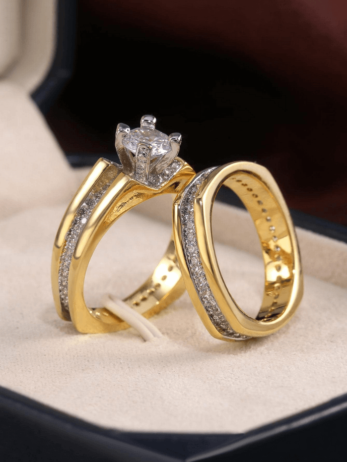 Elle 2 PC Set Engagement Ring in 18k Gold Vermeil