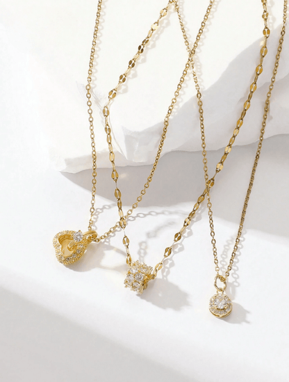 Elle 3-Pc Set CZ Dainty Necklaces in 18k Gold Vermeil