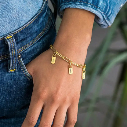 Personalized Paperclip Chain Engraved Name Bracelet #0017