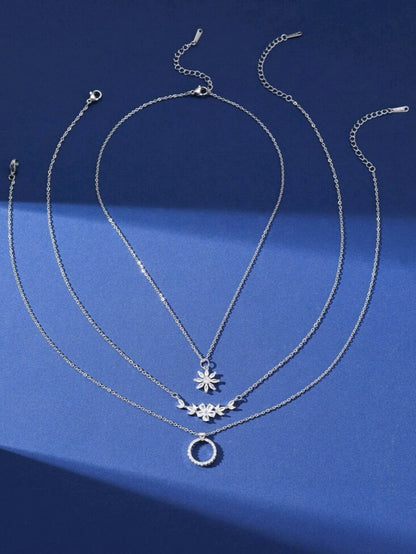 Elle 3-Pc Set CZ Timeless Necklaces in White Gold Finish