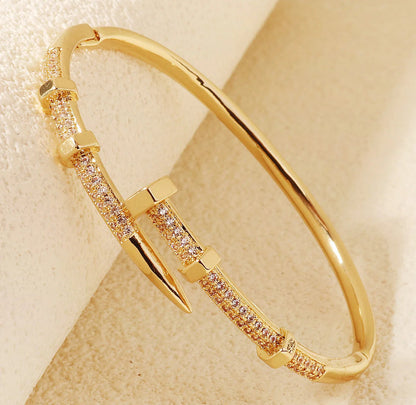 CZ Clasp Bangle Bracelet in 18k PVD Gold Plated