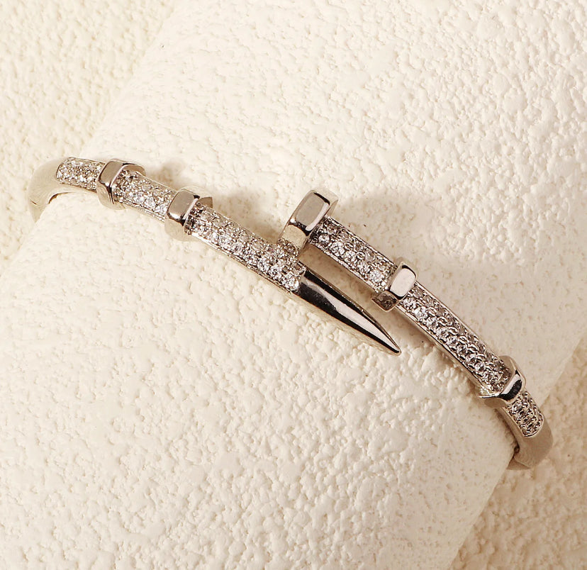 CZ Clasp Bangle Bracelet in 18k PVD Gold Plated