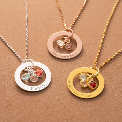 Personalized Engraved Name Necklace With Birthstone Charm #0021