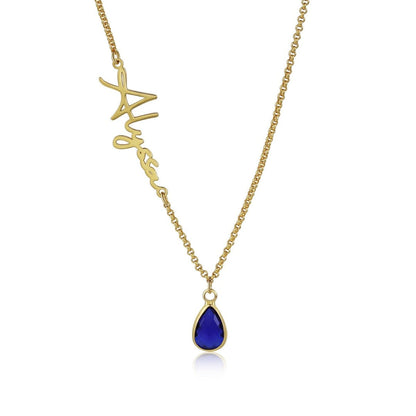 Personalized Name Necklace with CZ Birthstone #0034