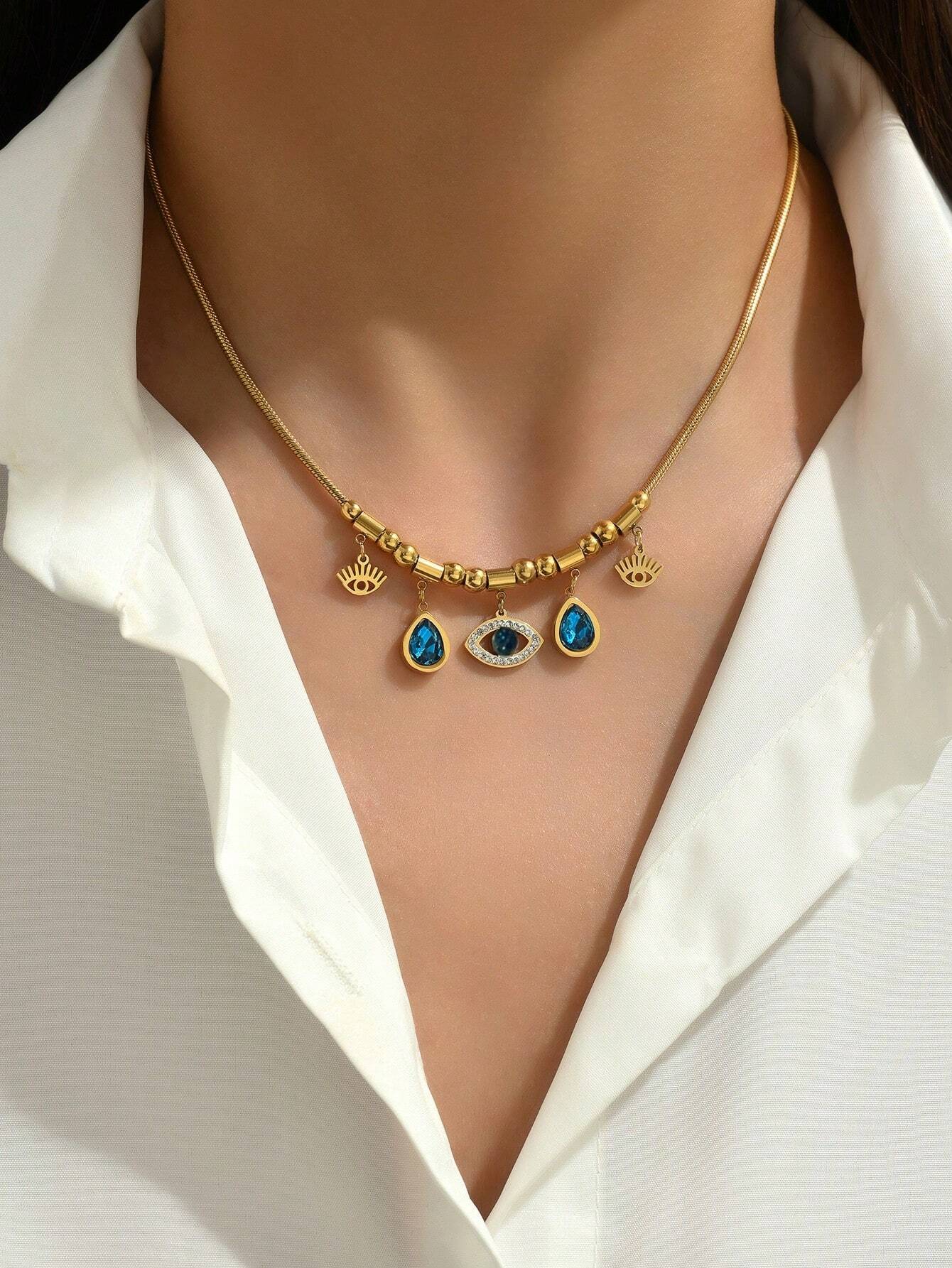 Unique Evil Eye Necklace in 18k Gold Vermeil