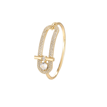 Geometric Bangle Bracelet in 18k Gold Vermeil and White Gold Finish