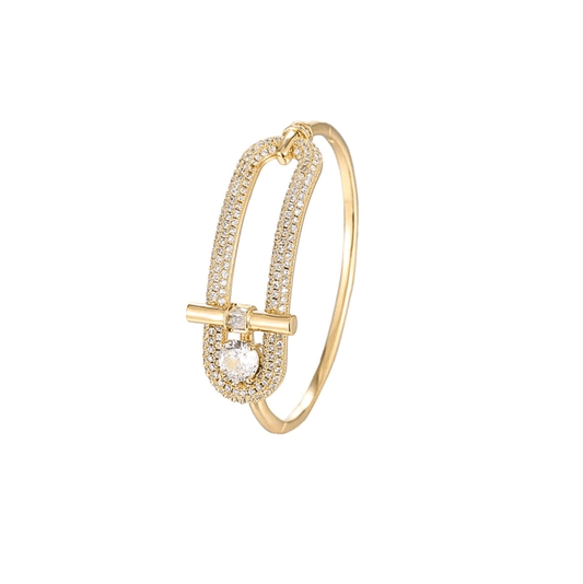 Geometric Bangle Bracelet in 18k Gold Vermeil and White Gold Finish