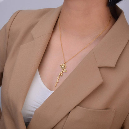 Personalized Birth Flower Name Necklace #0035