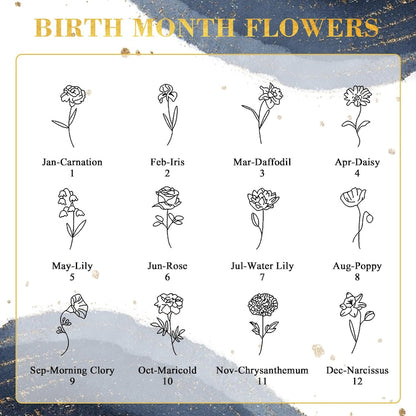 Personalized Birth Flower Name Necklace #0035