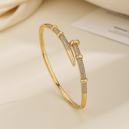 CZ Clasp Bangle Bracelet in 18k PVD Gold Plated