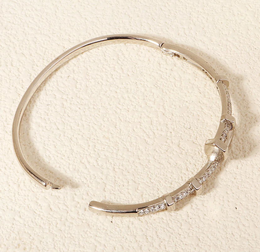 CZ Clasp Bangle Bracelet in 18k PVD Gold Plated