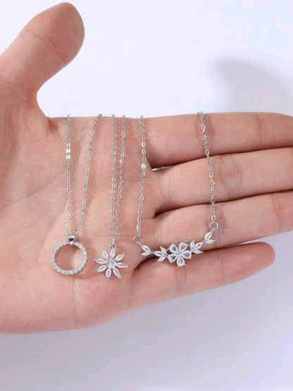 Elle 3-Pc Set CZ Timeless Necklaces in White Gold Finish