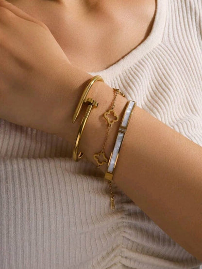 3-Pc Set Bangle Bracelet in 18k Gold Vermeil & White Gold Finish