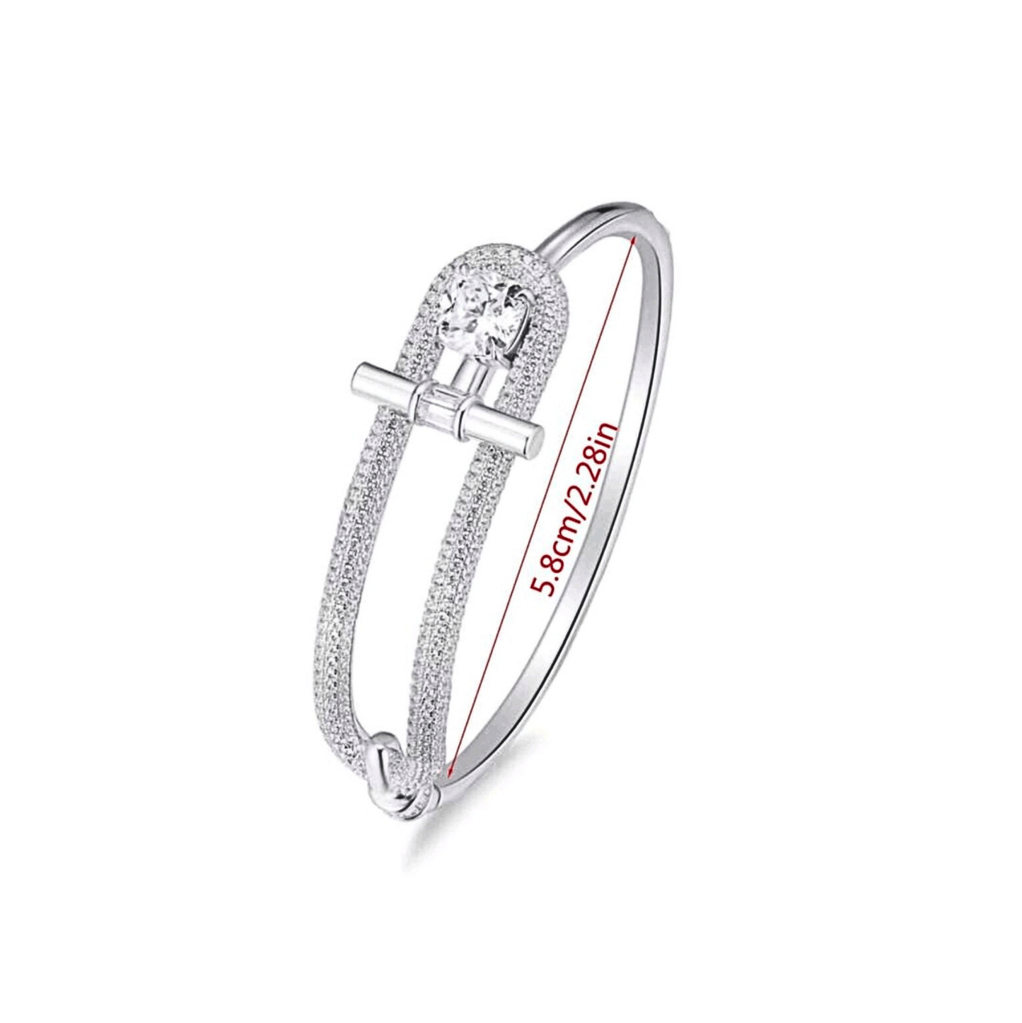 Geometric Bangle Bracelet in 18k Gold Vermeil and White Gold Finish