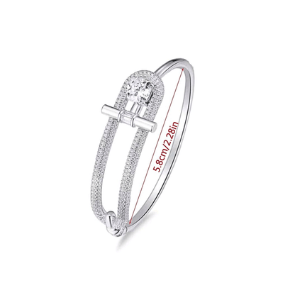 Geometric Bangle Bracelet in 18k Gold Vermeil and White Gold Finish