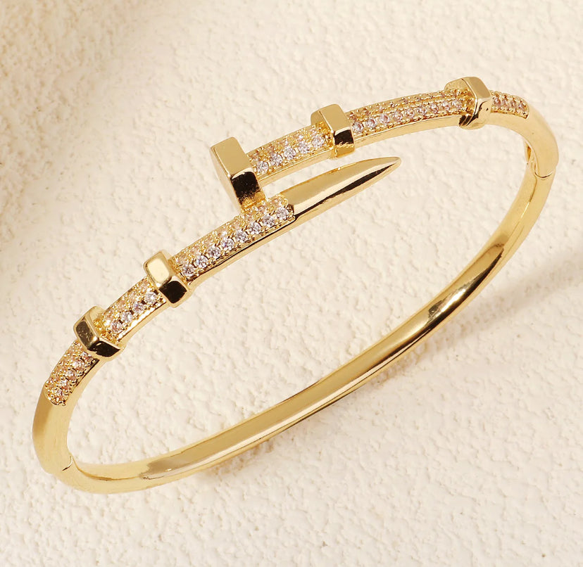 CZ Clasp Bangle Bracelet in 18k PVD Gold Plated