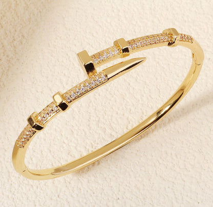 CZ Clasp Bangle Bracelet in 18k PVD Gold Plated