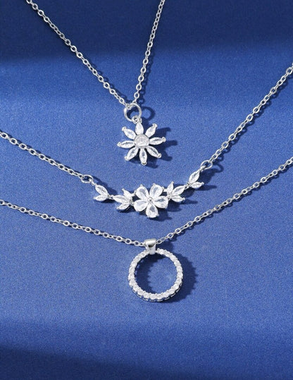 Elle 3-Pc Set CZ Timeless Necklaces in White Gold Finish