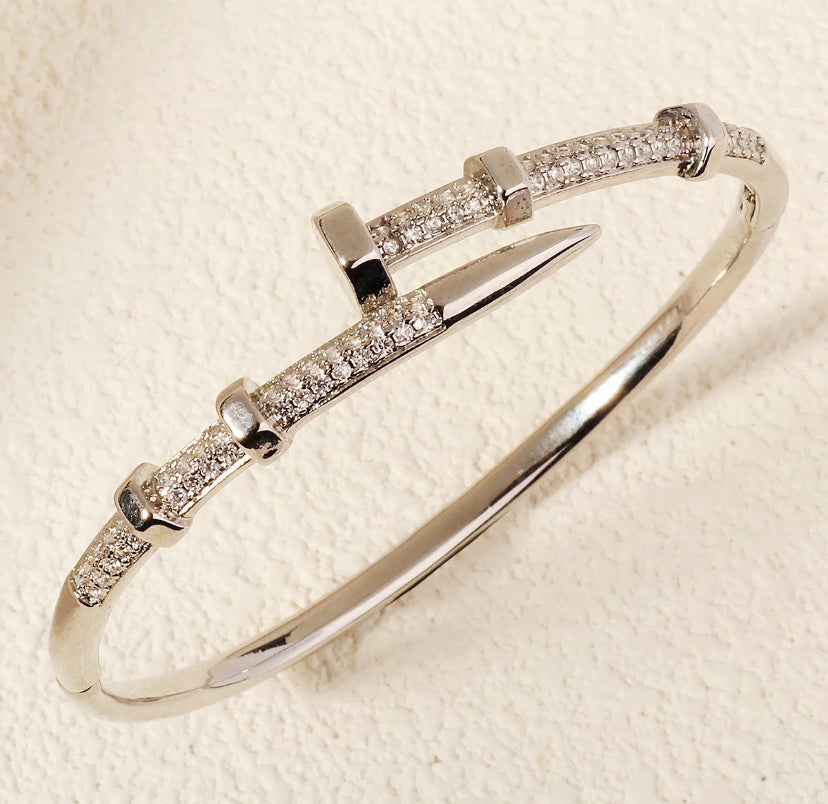 CZ Clasp Bangle Bracelet in 18k PVD Gold Plated