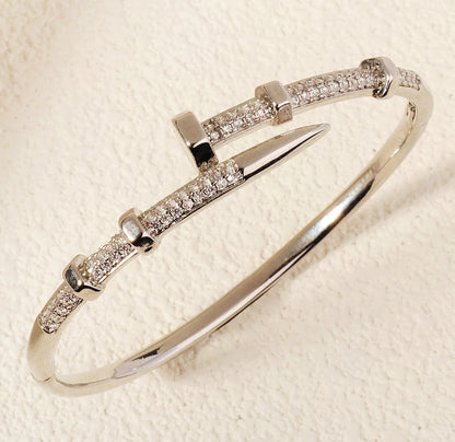 CZ Clasp Bangle Bracelet in 18k PVD Gold Plated