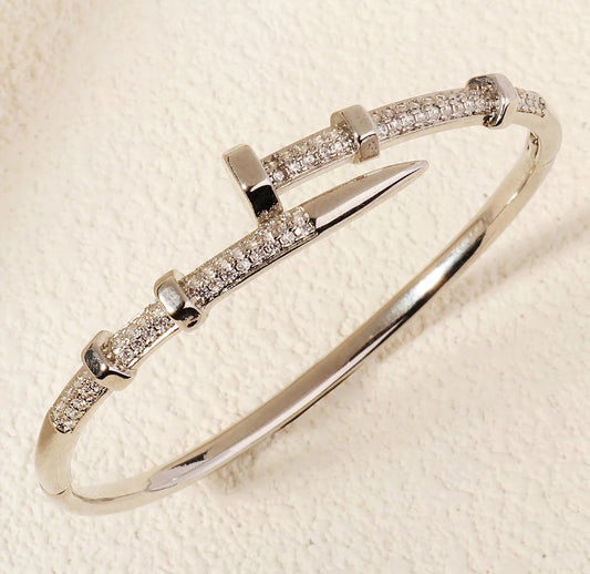 CZ Clasp Bangle Bracelet in 18k PVD Gold Plated