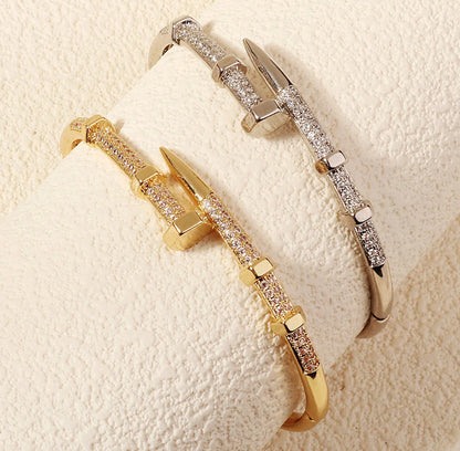 CZ Clasp Bangle Bracelet in 18k PVD Gold Plated